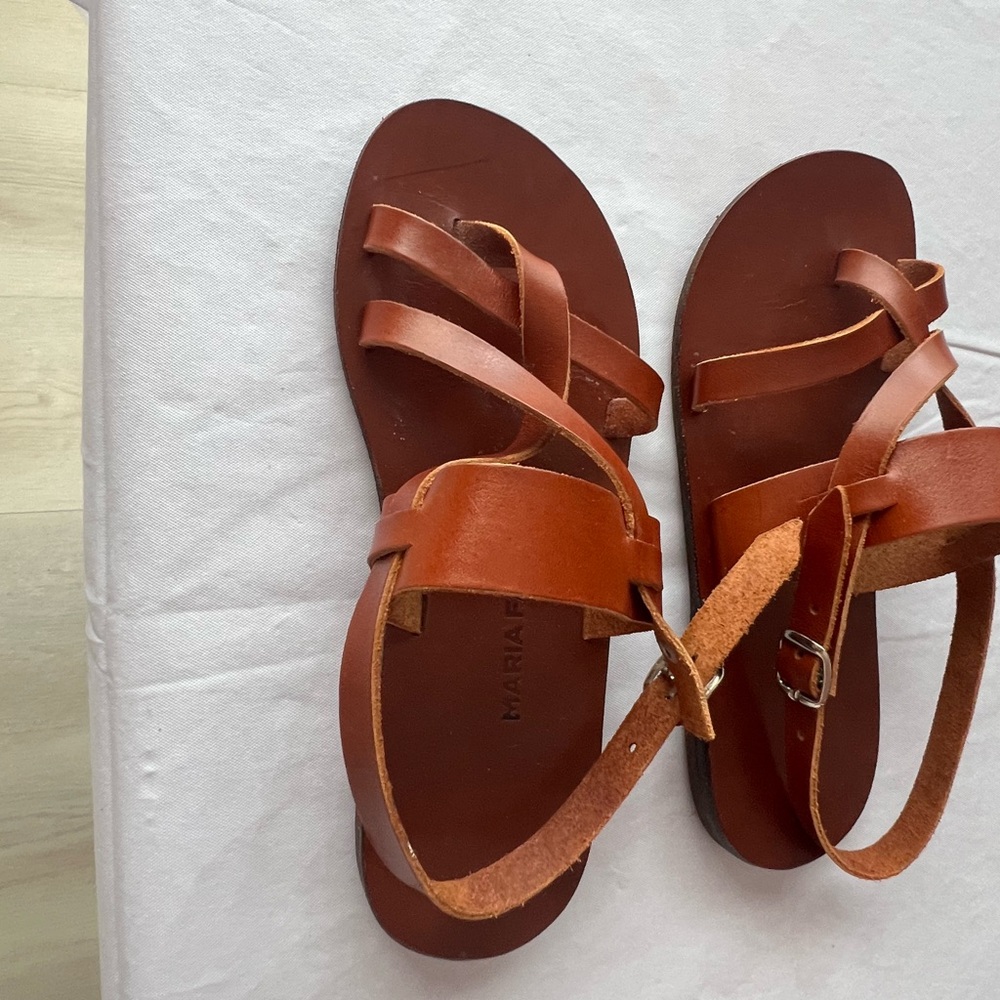 Brown Leather Women's Sandals - Picture 2 of 10